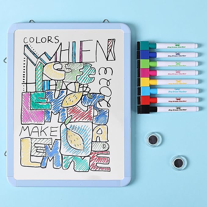 Mr. Pen- Small Dry Erase Board, 12.5x9.5 Inches, Whiteboard with 8 Fine Point Dry Erase Markers and 2 Board Magnets, Magnetic Small White Board for Students, Home, Office and Classroom