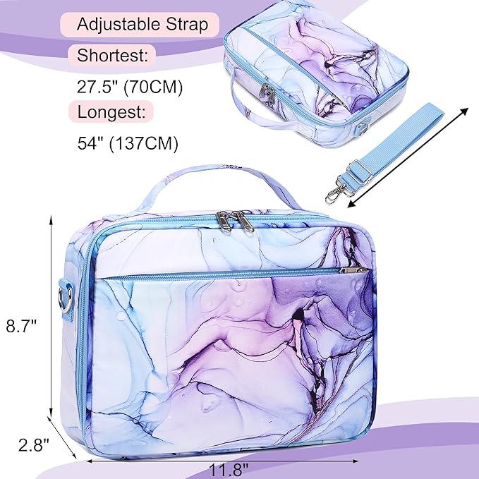 Jumpopack Bible Cover Case for Women Grils Bible Cover with Shoulder Strap Bible Case for Bible Study Accessories,Marble Blue