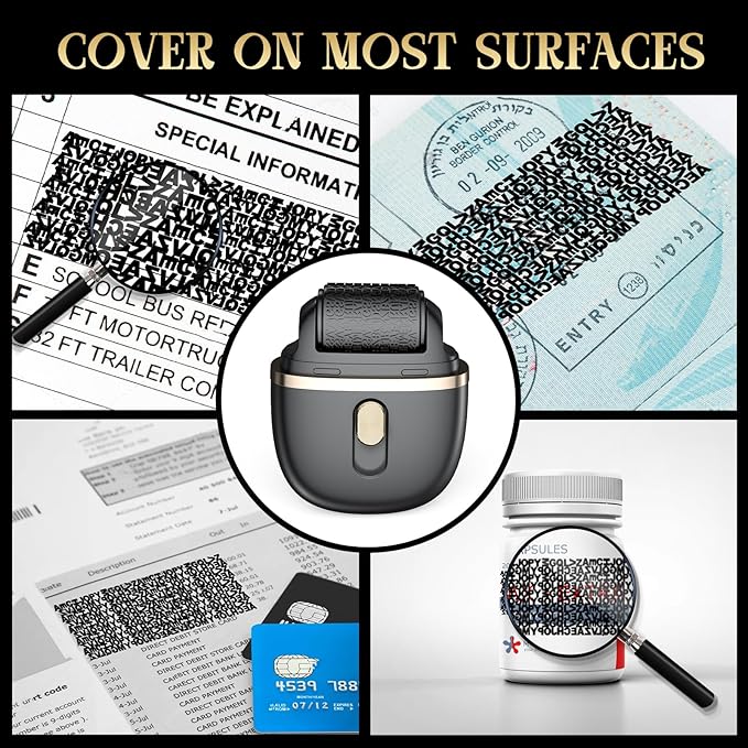 Lomil Refillable Identity Theft Protection Roller Stamp, Address Blocker Roller Stamp for Bank Statements Bill, Privacy & Security Stamp for Mail (Black, 1 Pack)