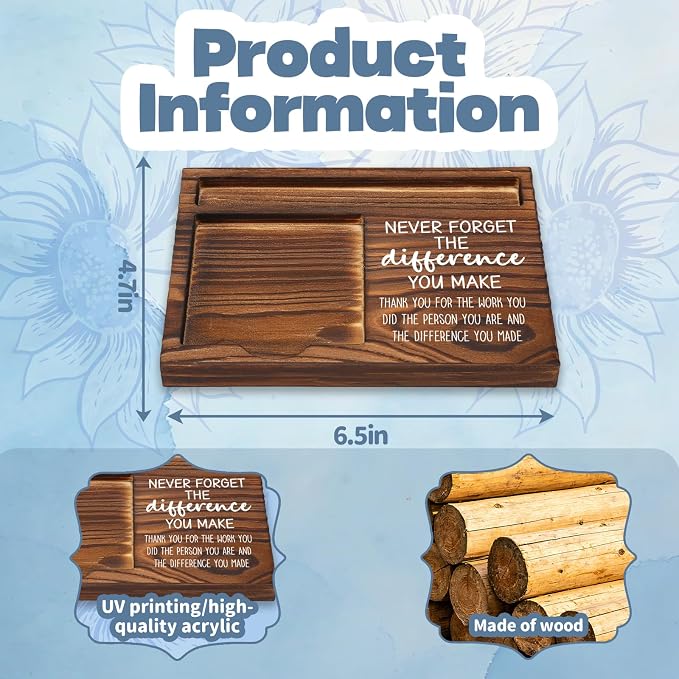 FOUGSTA New Job Office Gifts for Women, New Beginnings Gifts for Women, Chapter Present for Friend,Wooden Notepad Pen Holder With Inspirational Quotes,16.5 x 12 x 1.5 cm,XXN9