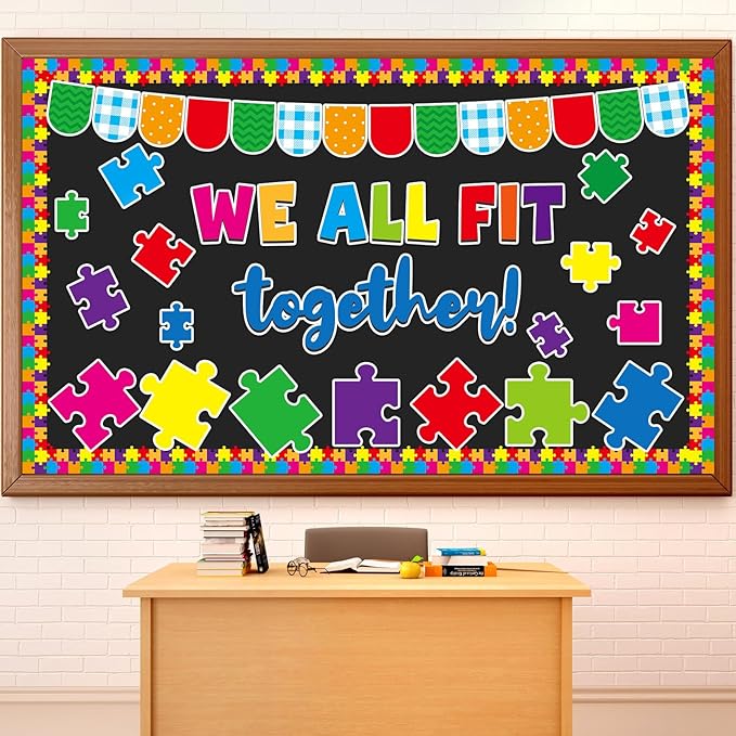 Justforjoyful Puzzle Pieces Bulletin Board Classroom Decorations Welcome Back To School Bulletin Board Puzzle Pieces Themed Classroom Decor Motivational Cutouts for School Wall Decals Decor