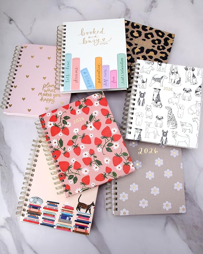 WORLD TRAVELER 2026 Planner Weekly and Monthly - 7'' x 8.75'' Hard Cover January December Spiral Daily Planner 2026 To Do List, Size 7X8.75, White Pet