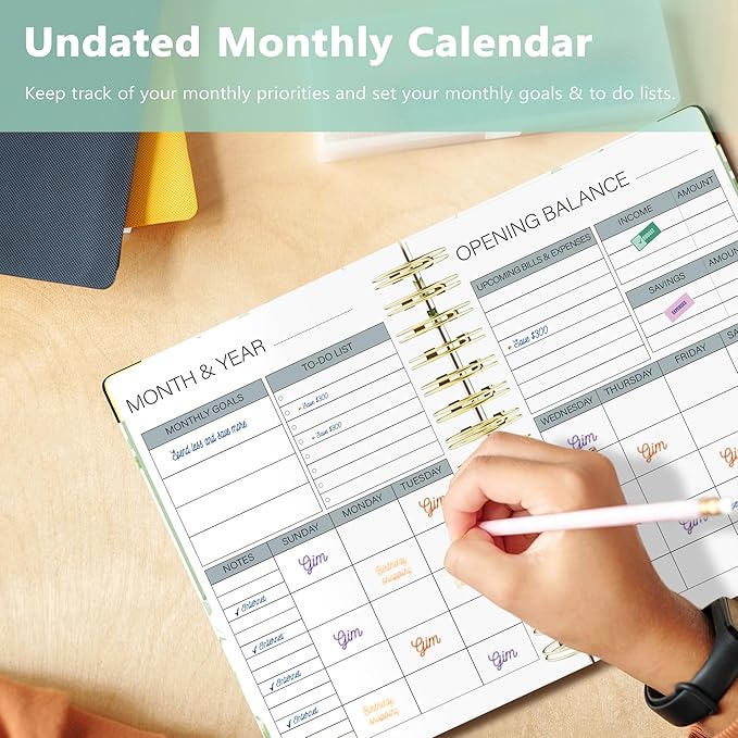 Ospelelf Budget Planner Budget Book with Bill Organizer and Expense Tracker 12 Month Undated Account Book to Take Control of Your Money Laef