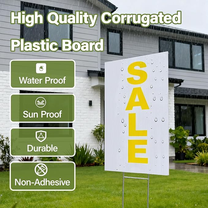 PEKGRIL 24" x 36" Corrugated Plastic Board, 4MM Thick Thick Blank Poster Board, Waterproof Coroplast Sheets, White Corrugated Plastic Sheets, 4 Pack