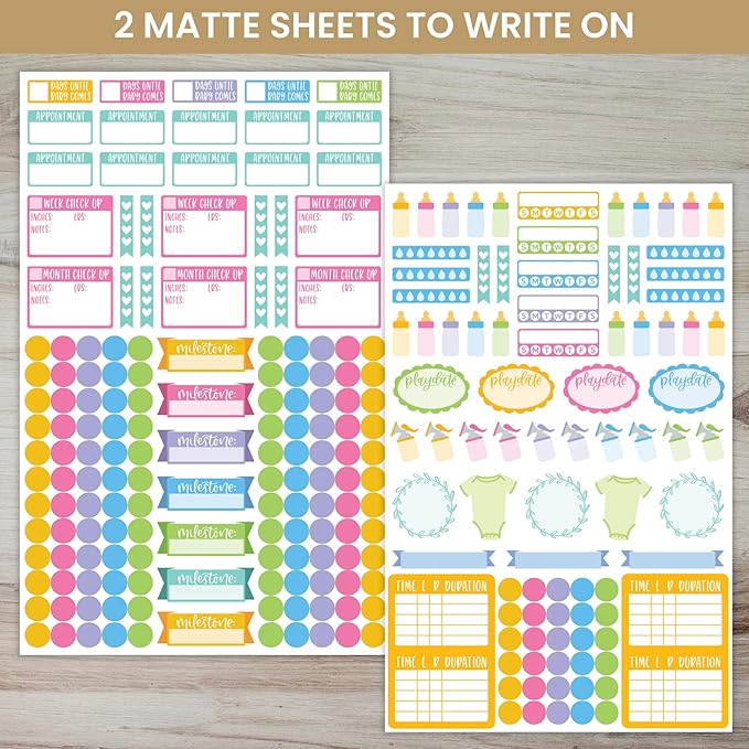 bloom daily planners New Pregnancy & Baby's First Year Planner Sticker Pack - 8 Sheets / 580+ Stickers - Maternity/Newborn Themed Stickers for Decorating, Planning, Scrapbooking, etc.