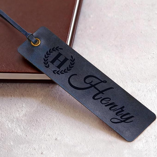 EDSG Personalized Bookmark, Engraved Leather Bookmarks, Custom Bookmarks Book Marks Gifts for Reading Women Men Teachers Christmas Birthday, Teachers Appreciation Gifts (Blue)