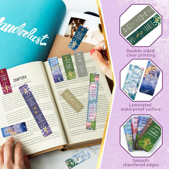 96Pack Magnetic Bookmarks Bible Bookmark Christian Bookmarks Bulk Book Marks for Reading Women Men Adults Kids Book Lovers Gifts, Cute Personalized Religious Magnet Bookmark Clips (Multi-Style)