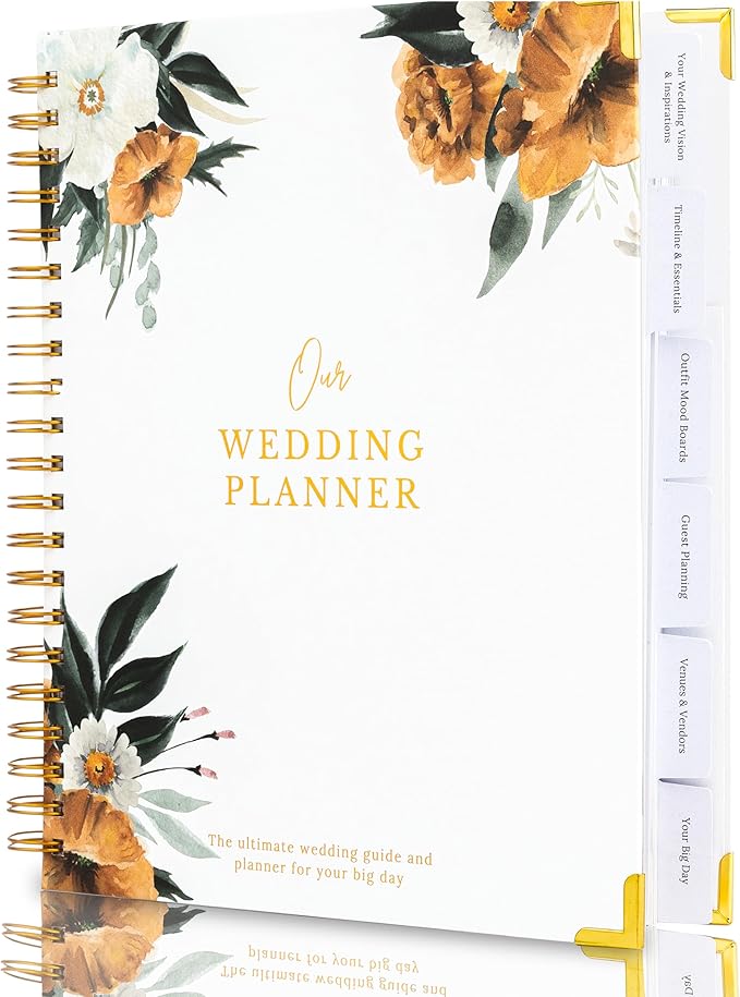 Timeless Premium Wedding Planner Book and Organizer – Wedding Planning Book, Comprehensive Keepsake & Countdown Binder, Perfect Engagement Gift for Women, 11" x 9" (Boho)