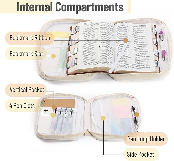 Mr. Pen- Bible Cover Case, Carrying Book Case with Durable Handle and Zippered Pocket, Bible Protective Church Bag for Men & Women, Christian Gifts, Boho, Mother Day Gift