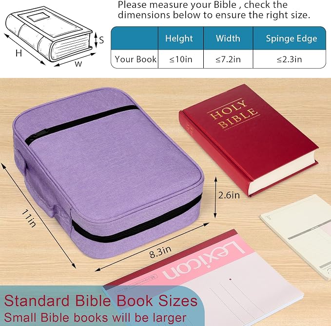GERMUN Bible Cover with Durable Handle, Carrying Book Case Church Bag Bible, Protective with Zippered Pocket, Bible Study Accessories Supplies, Book Protector for Book Lovers, BlueBlack