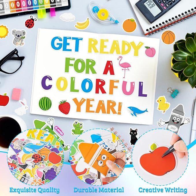 117Pcs Back to School Color Bulletin Board Set, Color Crayon Poster Cutouts Colorful Crayon Border Trim Classroom Decoration Toddler Preschool Learning Supplies for Chalkboard Wall Decor