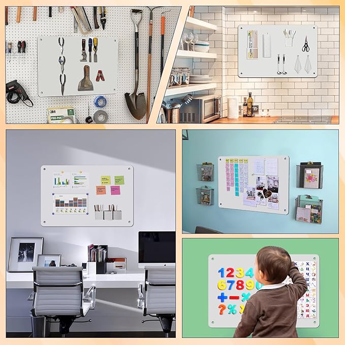 2Pack Magnetic Board 17.5" x 11.4" Magnet Bulletin Board is Suitable for displaying Notes, Photos,Magnetic Letters,Suitable for Walls, refrigerators, cabinets, etc