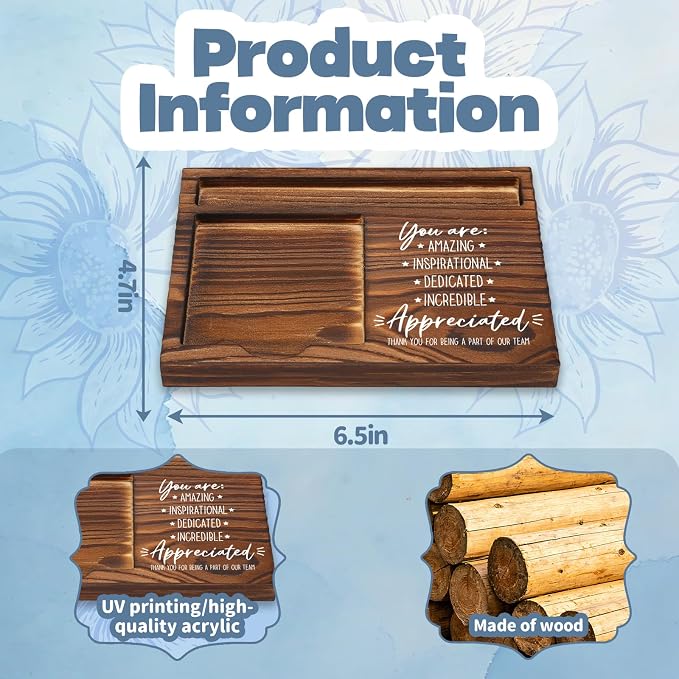 FOUGSTA Appreciation Gift for Women, New Teacher Gift, Inspirational Office Decor - Wooden Notepad Pen Holder With Inspirational Quotes, 16.5 x 12 x 1.5 cm, XXN1