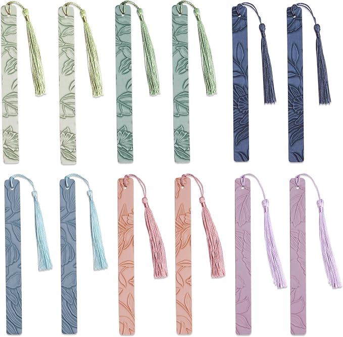 12 Pcs Pastel Leather Bookmarks Colorful for Women Students Teachers Book Lovers Reading Supplies(12colors5)