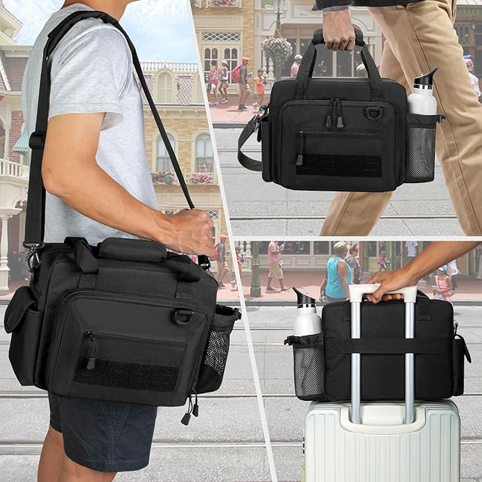 Damero Large Bible Bag for Men, Bible Tote Bag Church Bag with Cup Holder, Bible Cover Bag for Bible Study Supplies, Black (Bag Only)