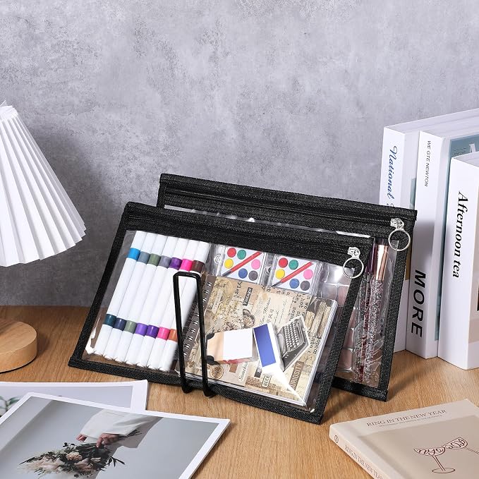 18 Pcs Clear Zipper Pouches Pencil Pouches PVC Makeup Pouch Envelopes Folder Storage Multi Purpose Pouch Document File Organization Bags, Office Supplies (11.5 x 7 Inches) ﻿