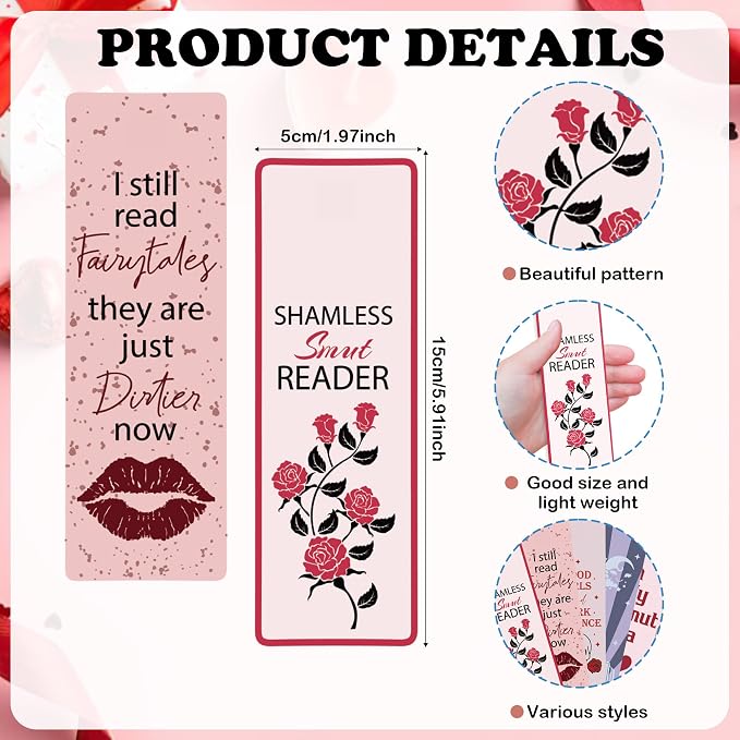 120 Pcs Dark Romance Bookmarks, Funny Word Paper Bookmarks Bulk for Women, Girly Dark Romance Merch Bookmark for Book Lovers Bookish Office Worker Gift
