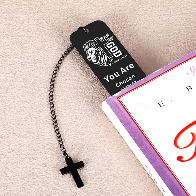 Bible Bookmark for Men Boy Catholic, Christian Graduation Gifts, Fathers Day Gifts for Son Husband, Religious Jesus Bookmark, Bible Verse Birthday Gifts, Man of God Communion Baptism Confirmation Gift