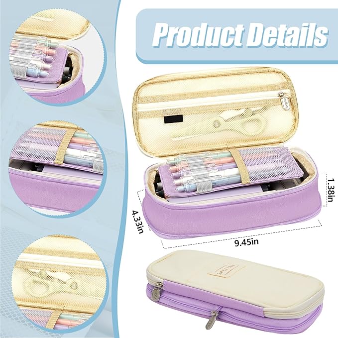 Jutom 39 Pcs Aesthetic Book Annotation Kit Highlighter with Pencil Case Bag Gel Pen Transparent Sticky Note Taking Bible Study College School Supplies(Purple,Cute Style)