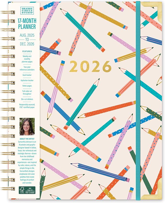 Orange Circle Studio 2026 Planner, Make Your Mark, Deluxe Extra Large Spiral Planners, Weekly & Monthly Spiral Notebook Planner For School or Work, Appointment, Budget & Goal Tracker