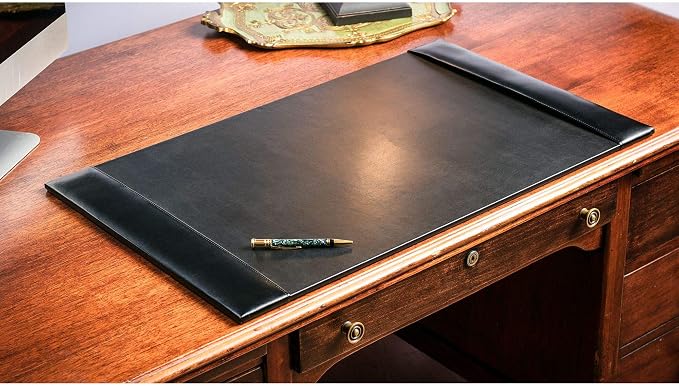 Dacasso Bonded Set Luxury Leather Desk Pad & Desk Organization Essentials, 9 Piece, Black