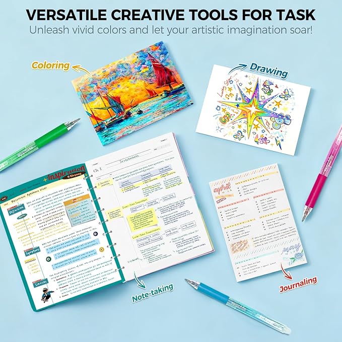 TBC The Best Crafts Erasable Pens, 24 Colors Retractable Erasable Gel Pens, Make Mistakes Disappear Pens Erasable, Fine Point 0.7 mm Colored Pens, Gel Ink Pens For School Supplies & Office Writing.