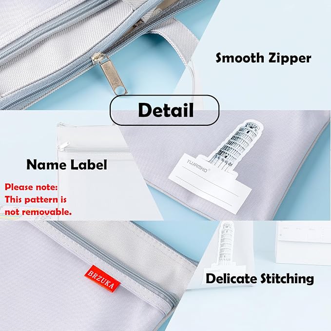 Mesh Zipper Pouch 11x13.7 in, A4 Double Pocket Waterproof File Bag with Handle, Document Storage for School/Travel/Office/Cross Stitch/Puzzle (Gray)