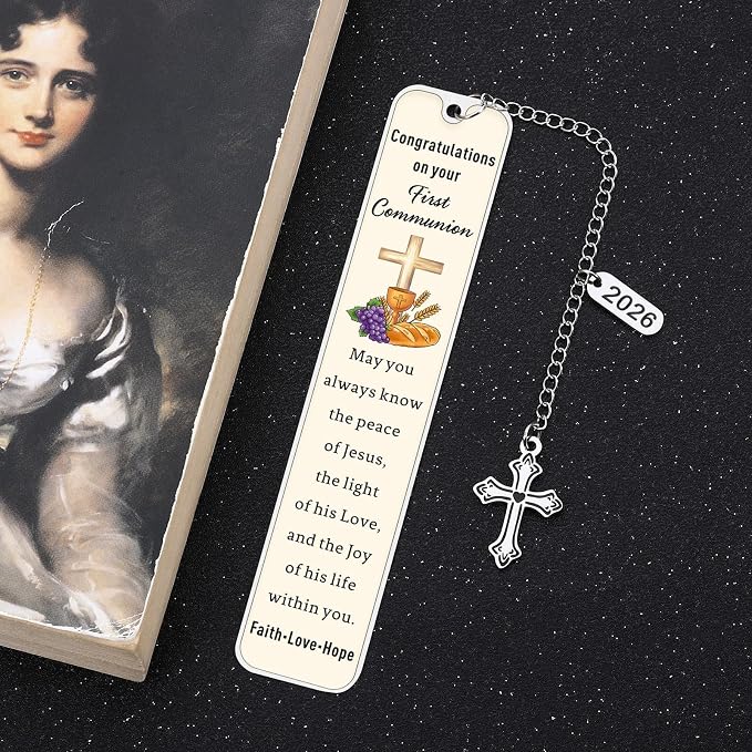 2026 First Communion Gifts for Girls Boys - 1st Communion Gifts for Boys Girls Catholic First Communionn Bookmark Girl Boy Easter Basket Stuffers Christian Bookmarks for Her Him Easter Gift for Kids