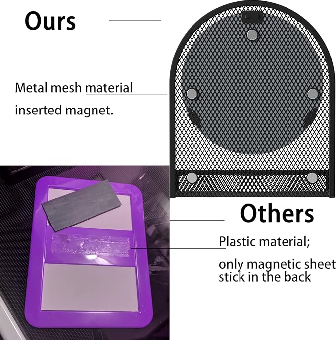 Svartur Black Magnetic Mirror with 2 Pencil Holders, Locker Organizer for Work, School, Office, Gym, Fridge
