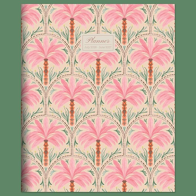 TF Publishing July 2026 - June 2027 Exotic Palms Large Monthly Planner with Thick Paper - 12 Month Academic Planner 2026-2027 with 2-Page Spreads, Large Calendar Grids and Prompts - 9in x 11in