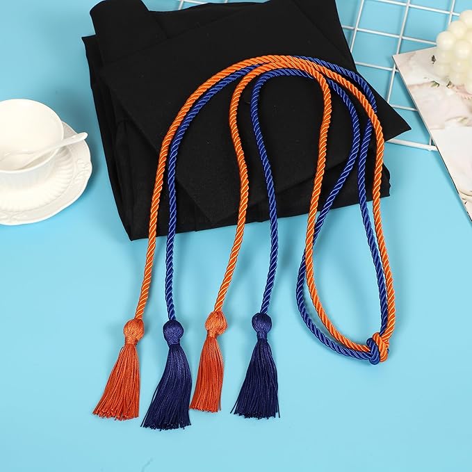 Graduation Double Honor Cords with Tassels Braided Academic Ropes for High School College Ceremony 68 Inch (Royal Blue+Orange)