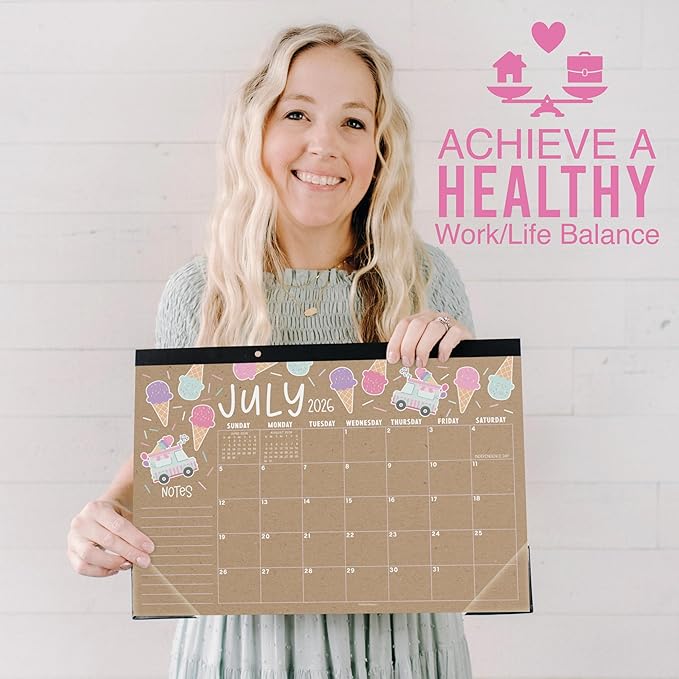 Hadley Designs Large Teacher Desk Calendar 2026-2027 - Desktop Calendar 2026, 18-Month Desk Calendars for Home, Office & Classroom, Cute Classroom Must Haves, Teacher Appreciation Gifts