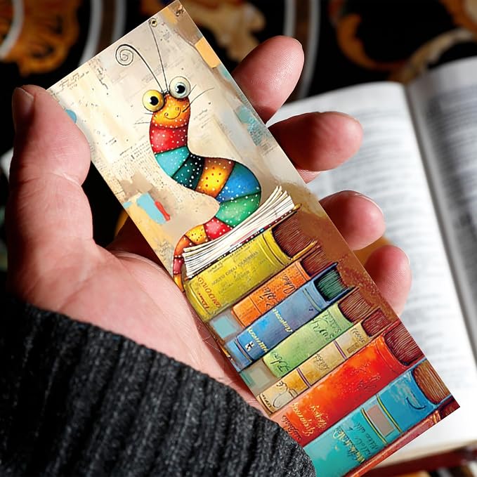 Whimsical Bookworms Bookmarks Gifts, 60 PCS Funny Reading Bulk Book Marks for Women Men, Paper Bookmarks for Book Lovers Gift, 15 Designs × 4, Double-Sided Laminated