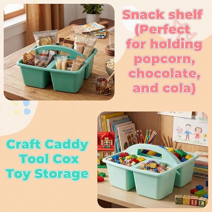 Kathfly 18 Pack Classroom Caddy Organizer with Handle, Plastic Art Craft Cleaning Caddy Bulk, Small Multipurpose Supply Organization Storage Basket for Table Desk Office Pencil Teacher (Morandi Color)