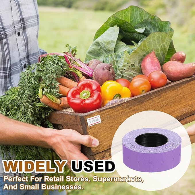 PATIKIL Pricing Labels, 10 Rolls 8000 Price Price Gun Labels Self-Adhesive Rectangular Puzzle Shape Marker Tag Stickers for Date Gun, Purple