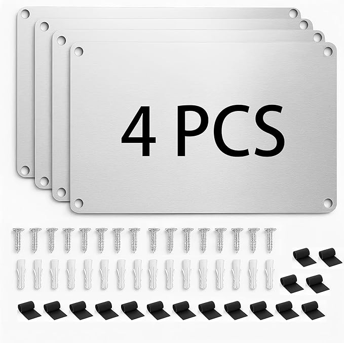 17.1" x 11.8" 4 Pack Alloy Steel Magnetic Board - Magnet Bulletin Board to Display Magnetic Letters Numbers Animal, Poetry, Spice Jars, Notes, Photos, Suitable for Wal (4)