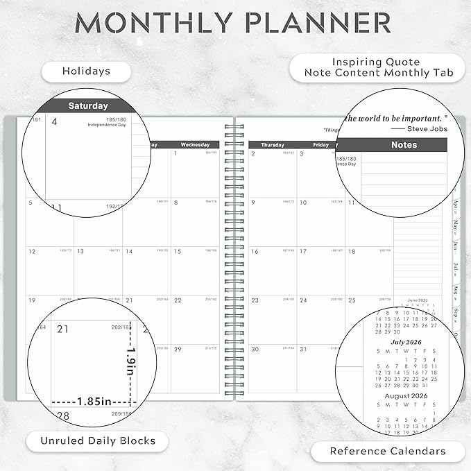 2026-2031 Monthly Planner/Calendar - 5 Year Planner from Jul.2026 - Jun.2031, 60 Month, 9" x 11", Monthly Calendar 2026-2031, 5 Year Calendar - Grey