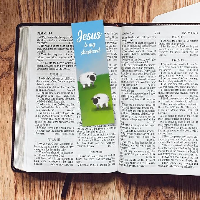 Jesus is My Shepherd, Psalm 23:2, Bulk Pack of 25 Christian Bookmarks for Kids, Childrens Bible Verse Book Markers, Sunday School Prizes with Memory Verses, Scripture Gifts for Kids & Youth