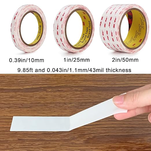 3M Double Sided Tape 2in X 9.85ft，Heavy Duty Removable Mounting Tape, Picture Hanging Adhesive Strips