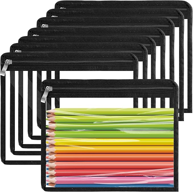 8 Pcs Clear Zipper Pouches, Clear Pencil Pouch,PVC Waterproof Makeup Pouch Envelopes Folder Storage,Document File Organization Bags for Home Office Supplies(10.6 x 8.3inch)