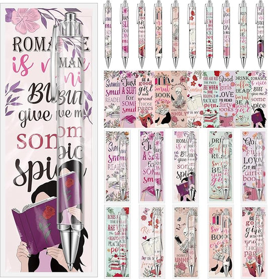 Affrolling 60 Pcs Smutty Bookmarks and Pens Merch Double Sided Dark Romance Smutty Spicy Book Lover Gifts Romantasy Skeleton Page Marker Clip Gifts for Women Teachers Reading