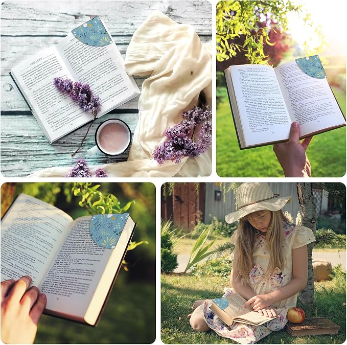 2 Pack Flower Leather Book Corner Bookmark, Durable Handmade Reading Accessories - Gifts for Readers, Women, Men, Teachers, Students 5