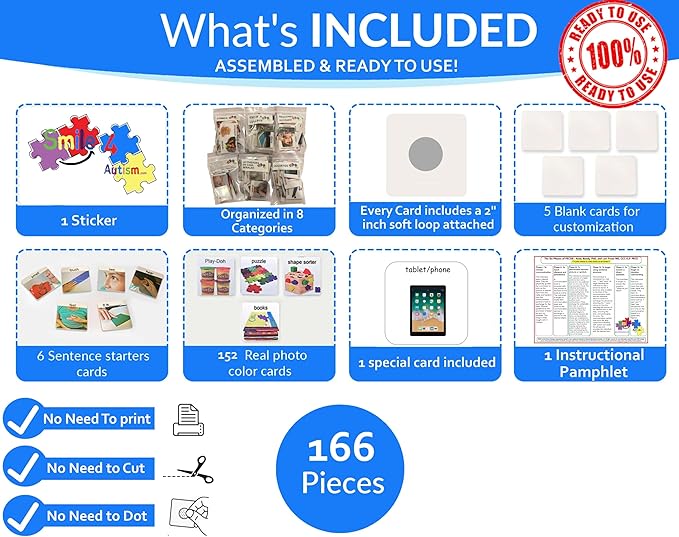 Smile4Autism Loose Visual Picture Cards, Receptive and Expressive Language, Speech Articulation Therapy, ASD, ADD, ADHD, Apraxia, & Stroke Patients