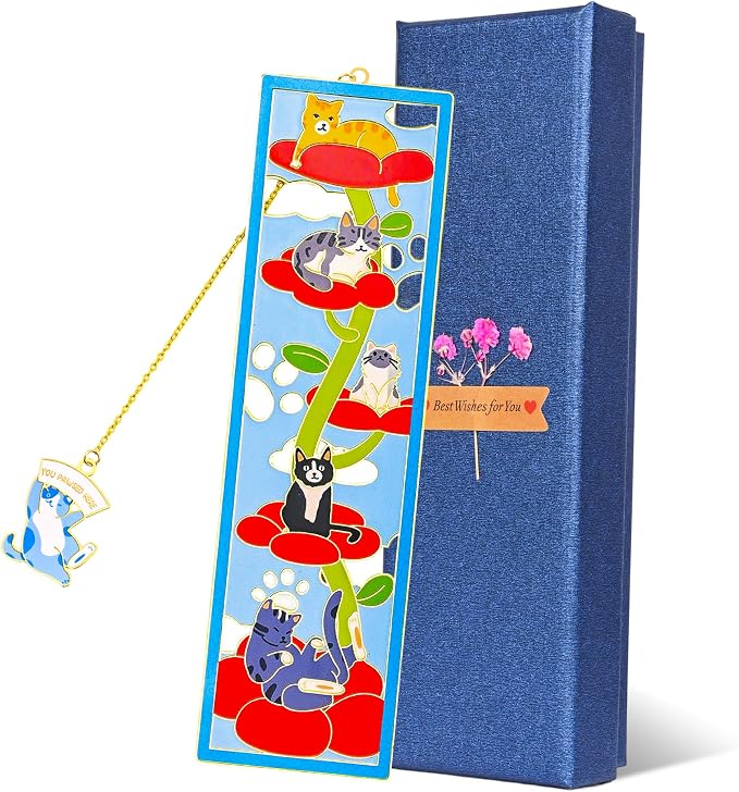 Personalized Cat Bookmark, Bookmarks for Women, Fancy Book Marks, Reading, Metal Book Mark Charm, Funny Book Marker, Kwaii Gifts for Book Lover, Cat Lover, Teacher, Mom, Friends, Bestie, Dad