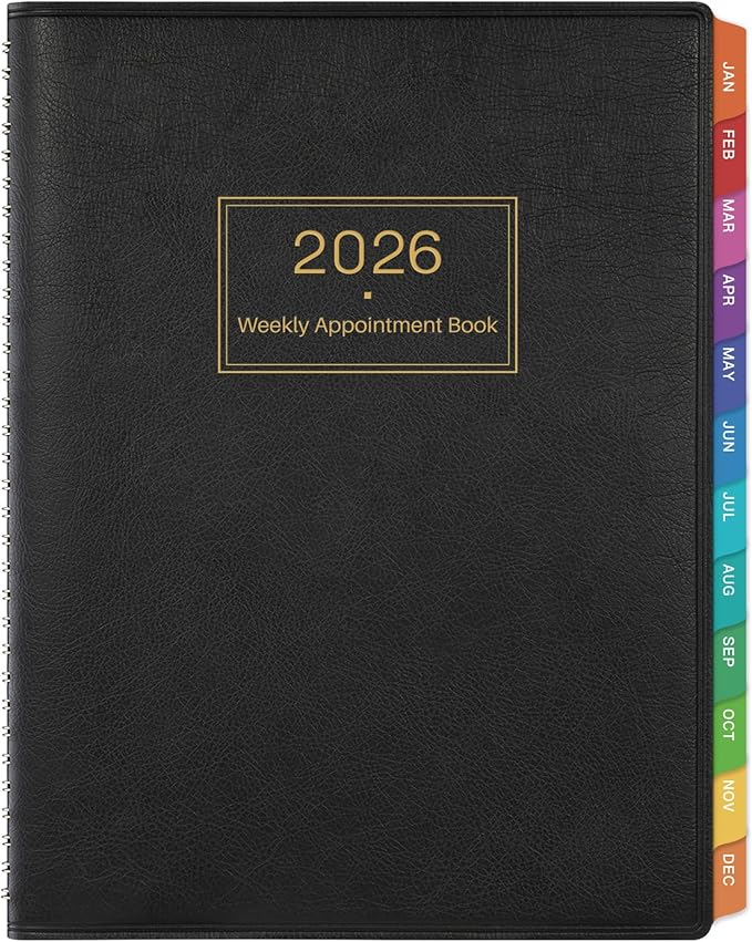 Appointment Book 2026 - Daily Planner, Large Planner Weekly Monthly Appointment Book 2026, 8.5" x 11", Jan 2026- Dec 2026 Planner with 15-Minute Interval - Black