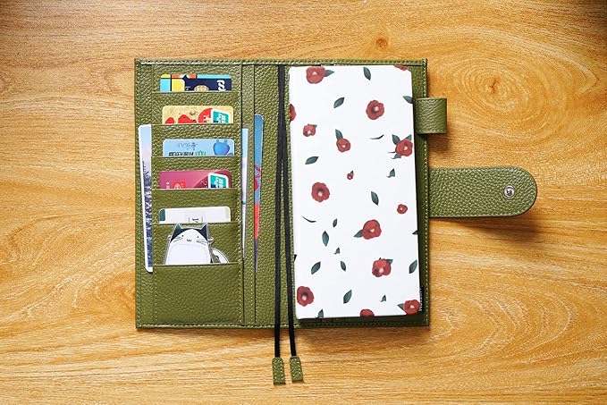 Moterm Leather Cover for Hobonichi Weeks - Fits Hobonichi Weeks/Weeks Mega, with Back Pocket (Pebbled-Olive)