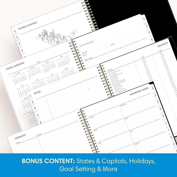 Blue Sky 2027 Weekly and Monthly Planner Calendar, January 2027 - December 2027, 8.5" x 11", Clear Pocket Cover, Laminated Tabs, Durable Twin Wire Binding, Storage Pocket, Baccara Dark