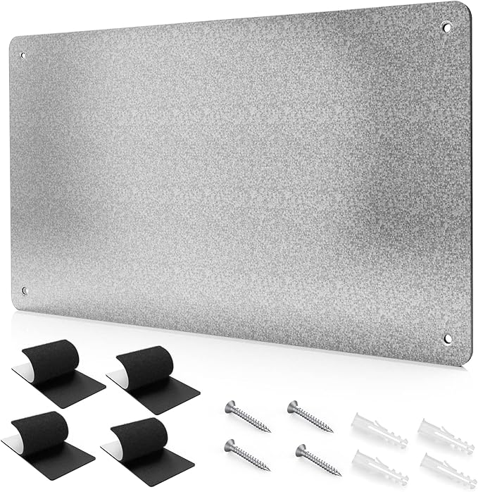 17.7" x 11.8" Metal Magnetic Board - Magnet Bulletin Board to Display Magnetic Letters Numbers Animal, Poetry, Spice Jars, Notes, Photos, Suitable for Wall, Refrigerator, Cubicle, Cabinet