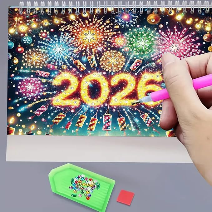 2026 Standing Desk Calendar DIY Diamond Art Painting Monthly Flip Desktop Calendar with To Do List Calendars Planner for Home Office-2026-02