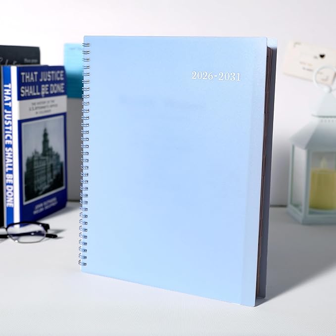 2026-2031 Monthly Planner/Calendar - 5 Year Planner, Jul. 2026 - Jun. 2031, 9" x 11", 5 Year Calendar Double-Side Pocket + Durable Polypropylene Cover - Light Blue
